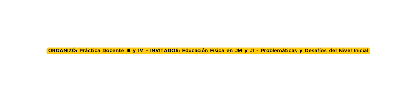 ORGANIZÓ Práctica Docente III y IV INVITADOS Educación Física en JM y JI Problemáticas y Desafíos del Nivel Inicial